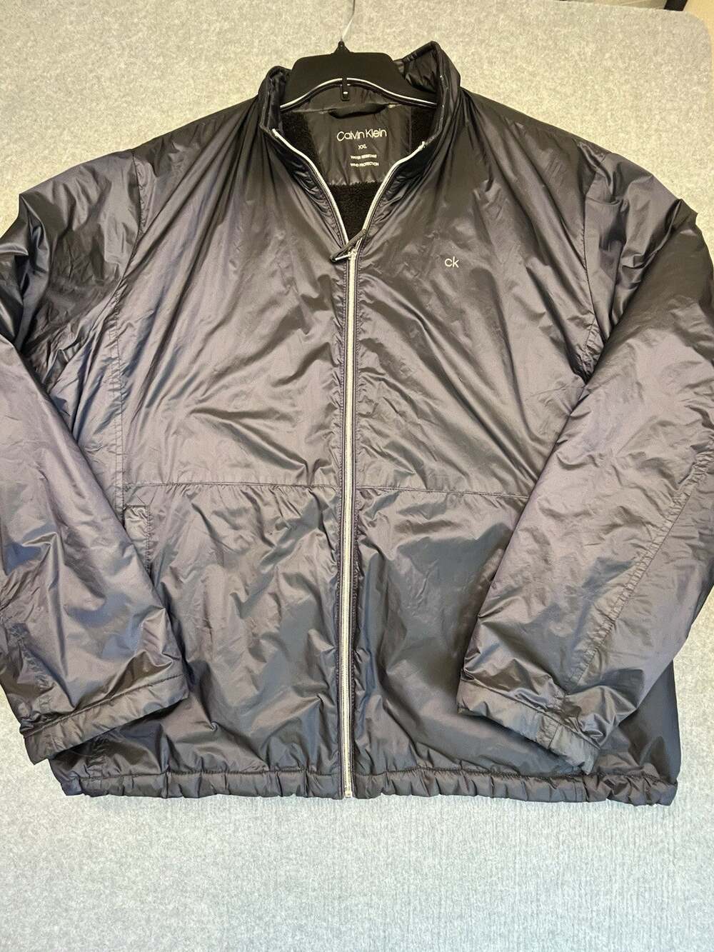EXCELLENT Calvin Klein Men's XXL Navy Blue Water Resistant Fleece Jacket READ
